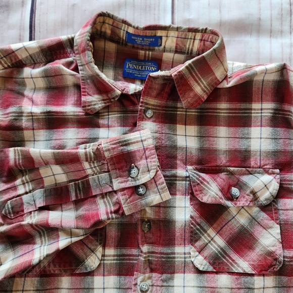 Pendleton Other - Pendleton "Hiker Shirt" Long Sleeve Plaid Red Green Cream, Men's Size L